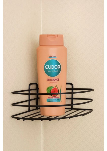 Yapışkanlı Siyah Banyo Köşeliği Köşe Rafı