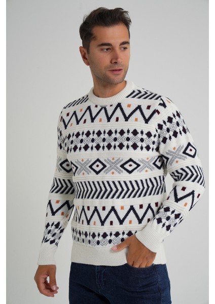 Erkek Jakarlı Desenli Bisiklet Yaka Yılbaşı Yün Kazak TRIST-5348 fırsatları