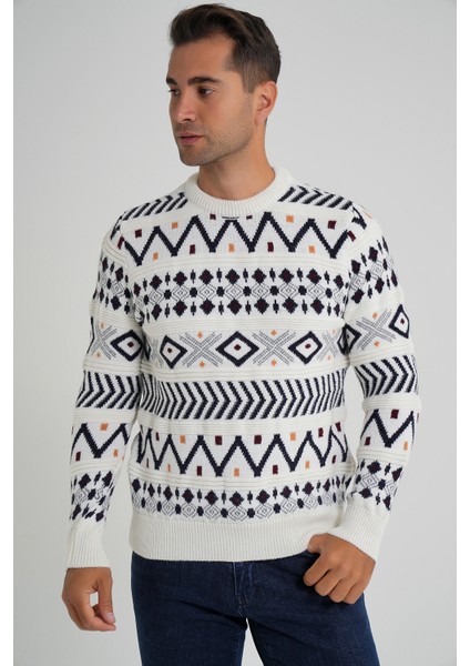 Erkek Jakarlı Desenli Bisiklet Yaka Yılbaşı Yün Kazak TRIST-5348 indirimleri