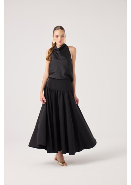 Fermuarlı Uzun Elenor Etek Siyah modelleri
