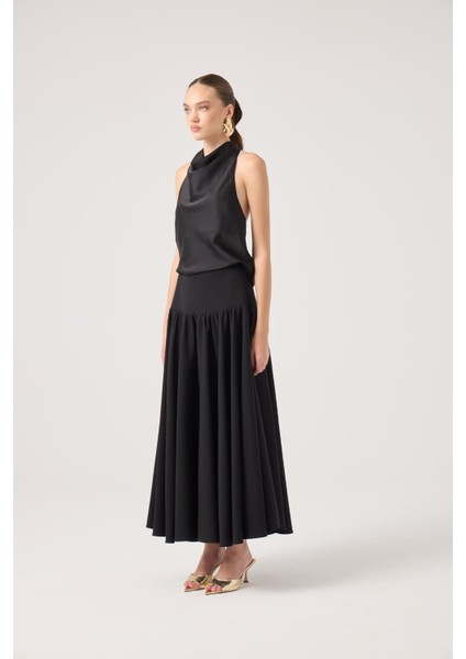 Fermuarlı Uzun Elenor Etek Siyah indirimleri