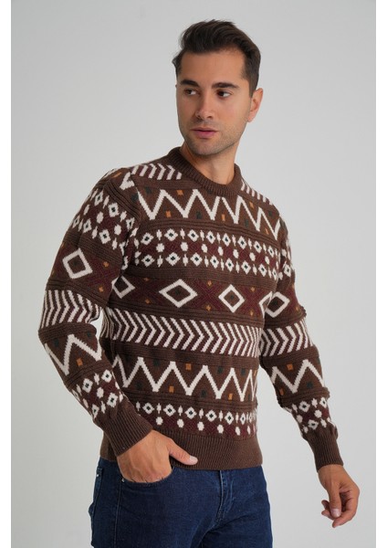 Erkek Jakarlı Desenli Bisiklet Yaka Yılbaşı Yün Kazak TRIST-5348 fiyatları