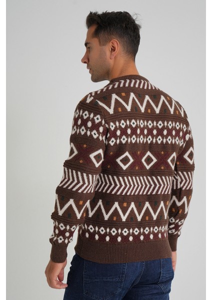 Erkek Jakarlı Desenli Bisiklet Yaka Yılbaşı Yün Kazak TRIST-5348 modelleri