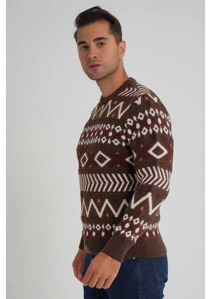 Erkek Jakarlı Desenli Bisiklet Yaka Yılbaşı Yün Kazak TRIST-5348 fırsatları