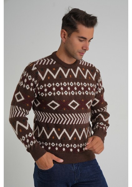 Erkek Jakarlı Desenli Bisiklet Yaka Yılbaşı Yün Kazak TRIST-5348 indirimleri