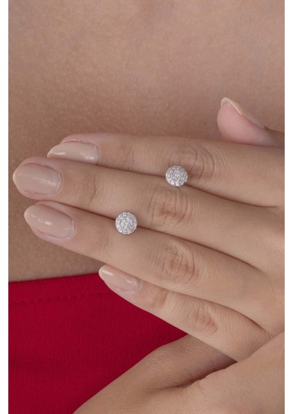 Yuvarlak Kesim Zirkon Taşlı 925 Ayar Gümüş Kadın Küpe