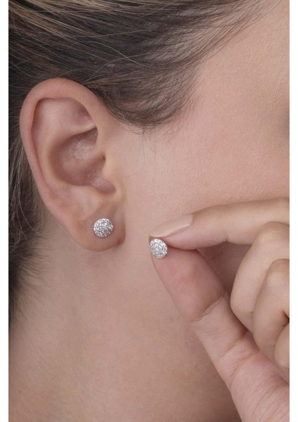 Yuvarlak Kesim Zirkon Taşlı 925 Ayar Gümüş Kadın Küpe modelleri