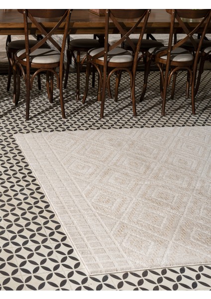 Geometrik Desenli Makine Halısı – Bej | Salon, Mutfak, Yolluk, Yatak Odası, Oturma Odası – Nmd-03 Nmd-03