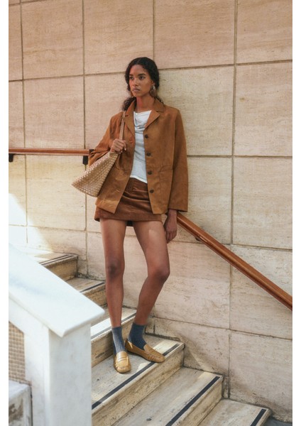 Loafer 2510 - Büzgülü Detaylı Karamel Kadın Loafer