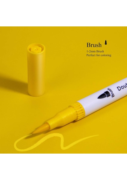 24 Renk Çift Taraflı Dual Tip Brush Pens Fırça Uçlu & Fineliner Sanat Kalemi