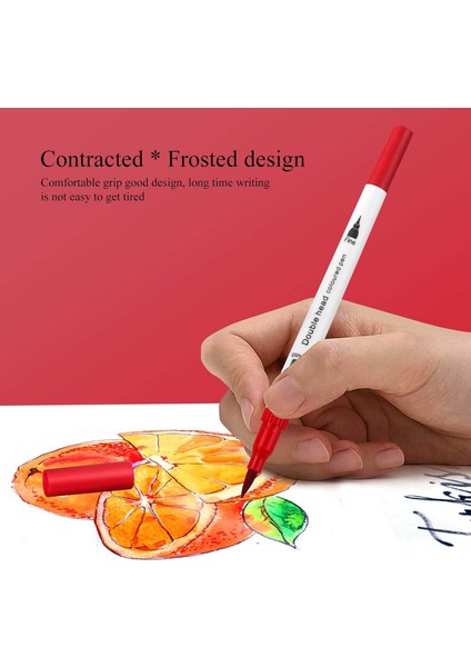 24 Renk Çift Taraflı Dual Tip Brush Pens Fırça Uçlu & Fineliner Sanat Kalemi