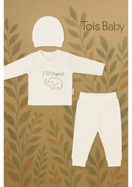 Organik Hastahane Çıkışı Bebek Takımı 0-3 Ay Ekru Renk fiyatları