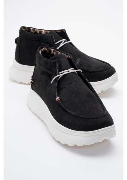 Bağcıklı Kadın Spor Ayakkabı SİYAH SÜET