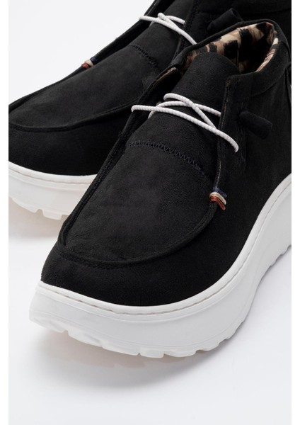 Bağcıklı Kadın Spor Ayakkabı SİYAH SÜET