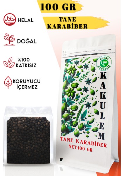 Sertifikalı Yüksek Kalibre Iri Tane Karabiber 100 gr