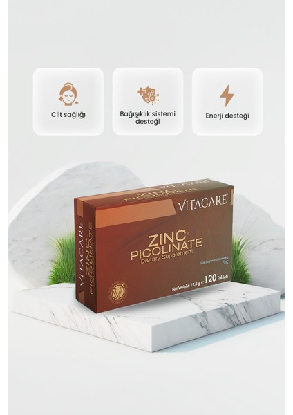 Zinc Picolinate – 120 Tablet | Çinko Takviyesi ile Bağışıklık, Cilt ve Enerji Desteği fiyatları