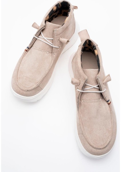 Bağcıklı Kadın Spor Ayakkabı VİZON SÜET