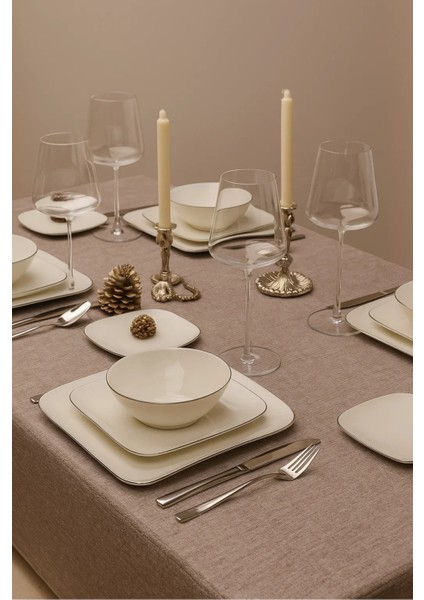 BNMNS24Y2530 Bone Minas 24 Parça 6 Kişilik Yemek Takımı Platin