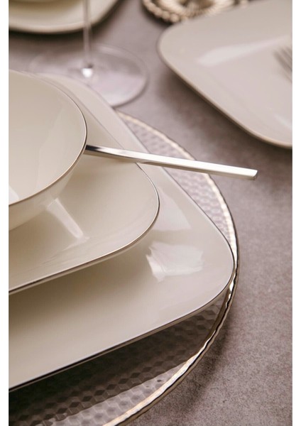 BNMNS24Y2530 Bone Minas 24 Parça 6 Kişilik Yemek Takımı Platin indirimleri