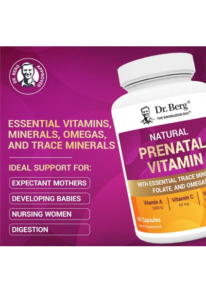 Natural Prenatal Vita Mins For Women (Pregnant & Nursing) - Prenatal Vita Mins With Folate, Minerals, Omegas, &11 Powerful Superfoods- 60 Capsules modelleri