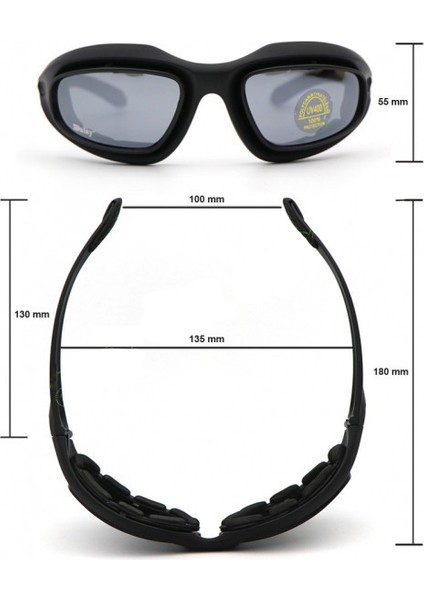 Daisy C5 Tactical 4 Lensli Polarize Gözlük / Taktikal Gözlük / Bisiklet Gözlüğü / Taktik Gözlük