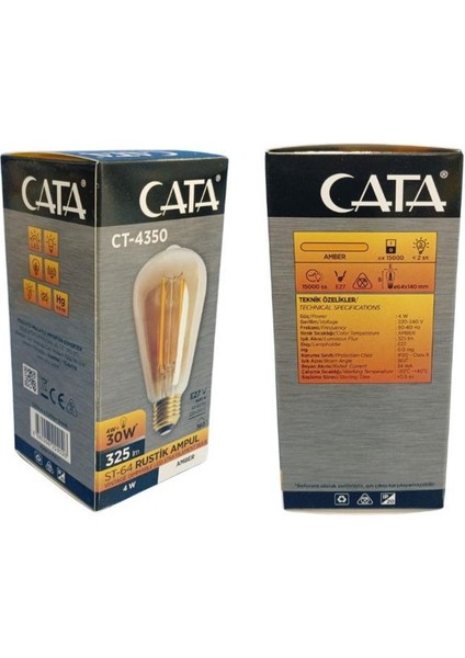 CT-4350 4W (30W) Armut Rustik Ampul Amber 3 Adet Edison Ampul fiyatları