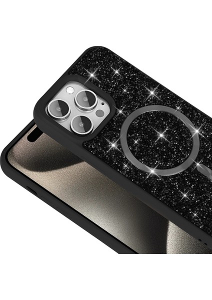 Apple iPhone 15 Pro Uyumlu Magsafe Özellikli Mozaik Silikon Kapak Siyah modelleri