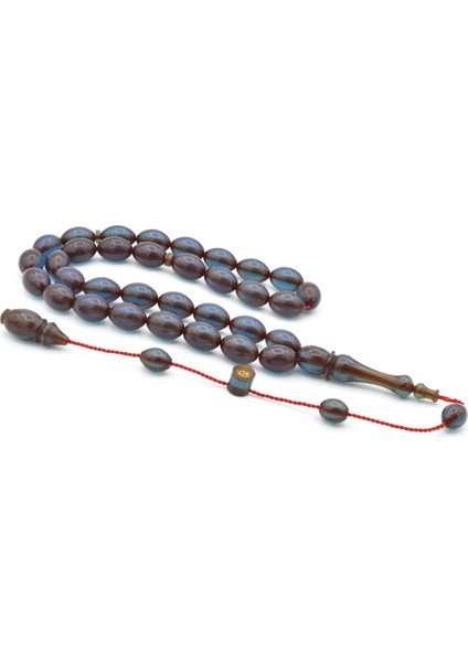 Hikmet Al Said Imzalı Beyzi Kesim Lacivert Ateş Kehribar Tesbih