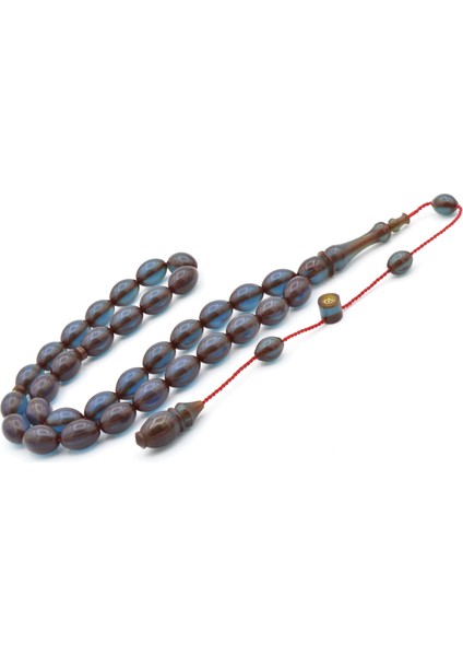 Hikmet Al Said Imzalı Beyzi Kesim Lacivert Ateş Kehribar Tesbih modelleri