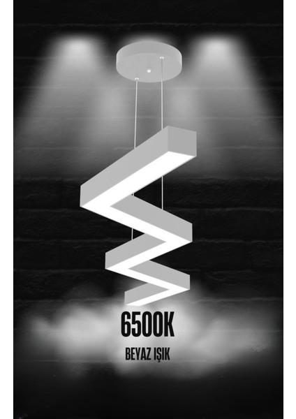 Zigzag ( Gri Kasa, Beyaz Işık ) Ledli Modern LED Avize, Salon, Mutfak, Oturma Yatak Odası, Sarkıt