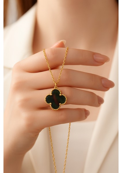 Gold Renk Hematit Taşlı Gümüş Kolye fiyatları