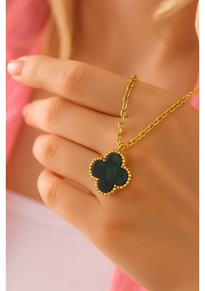 Gold Renk Hematit Taşlı Gümüş Kolye modelleri