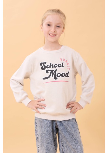Erkek ve Kız Çocuk Okul Baskılı Bisiklet Yaka Mevsimlik Sweatshirt Taş fiyatları