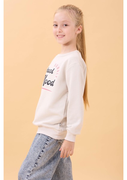 Erkek ve Kız Çocuk Okul Baskılı Bisiklet Yaka Mevsimlik Sweatshirt Taş modelleri