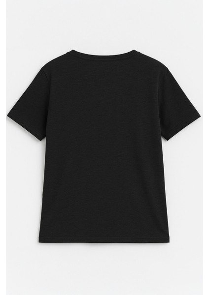 Kadın V Yaka Kısa Kollu Düz T-Shirt