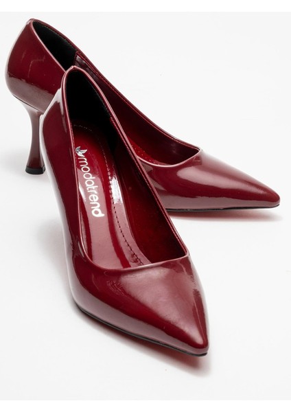 Kadın Stiletto Ayakkabı; Bordo Rugan