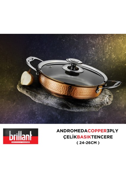 3 Ply Tencere CLK-TN-5980 Andromeda Copper Basık 26CM
