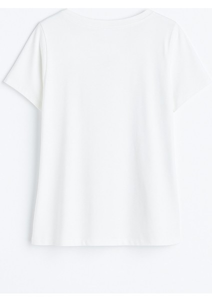 Kadın V Yaka Kısa Kollu Düz T-Shirt