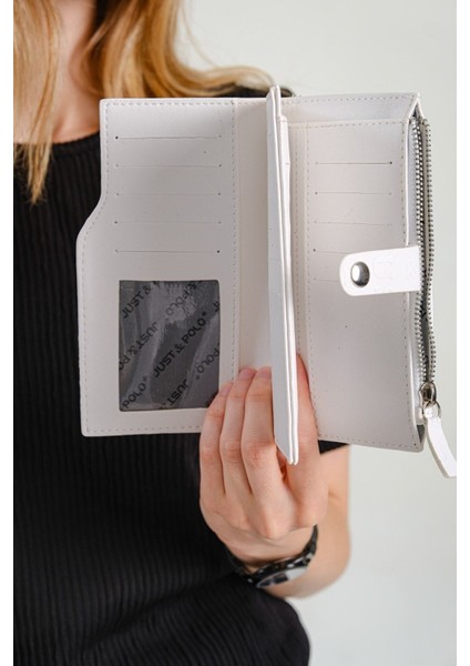 Orijinal Just Polo Bozuk Para Fermuarlı Dikey Çok Bölmeli Kadın Cüzdanı El Pörtföyü 19*10 cm indirimleri