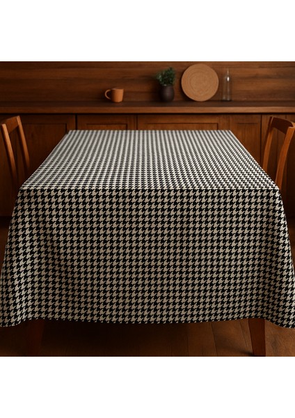 Kazayağı Desenli Duck Kumaş Masa Örtüsü – 120×160 cm | Siyah Beyaz Modern Masa Dekoru modelleri