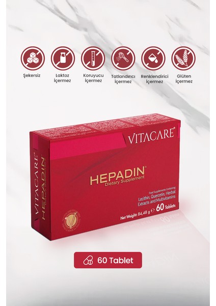 Hepadin – 60 Tablet | Lesitin, Quercetin, Bitkisel Ekstreler & Multivitamin Kompleksi