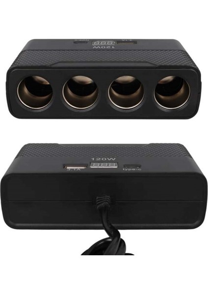 2014 12-24V Type-C + Usb-A Girişli 120W 80CM Kablolu 4'lü Araç Çakmak Çoklayıcı modelleri