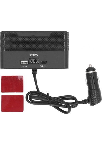 2014 12-24V Type-C + Usb-A Girişli 120W 80CM Kablolu 4'lü Araç Çakmak Çoklayıcı fırsatları