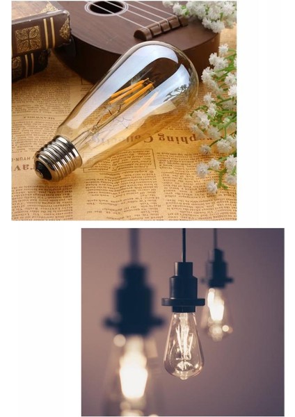 4W Dim Rustik LED Ampul Sarı Işık Armut Edison Ampul 10 Adet modelleri