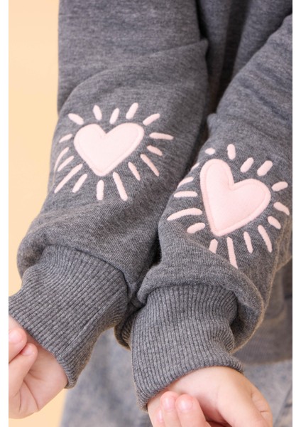 Kız Çocuk Baskılı Bisiklet Yaka Mevsimlik Sweatshirt Antrasit fırsatları