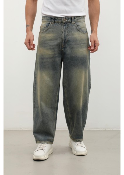 Erkek Skater Fit Jean Pantolon Tint Yeşil