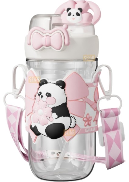 580ML Yeni Koleksiyon Sevimli Hayvanlar Süslü Pipetli/pipetsiz Boyun Askılı Tritan Çocuk Matarası