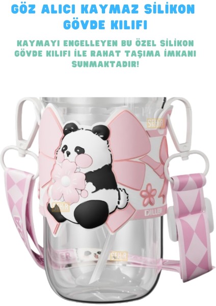 580ML Yeni Koleksiyon Sevimli Hayvanlar Süslü Pipetli/pipetsiz Boyun Askılı Tritan Çocuk Matarası fırsatları