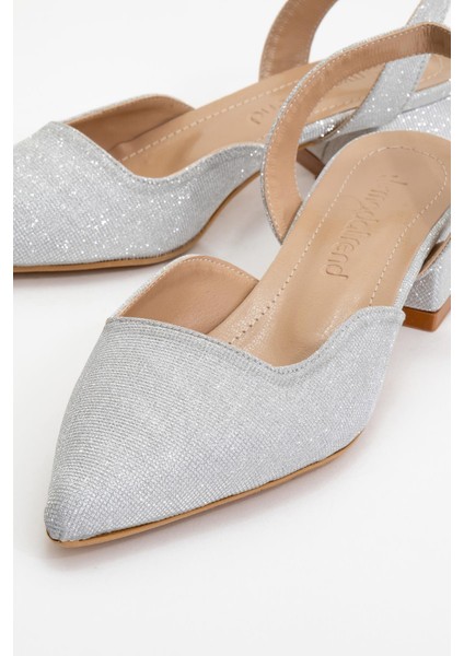 Kadın Topuklu Sandalet Gümüş Sim modelleri