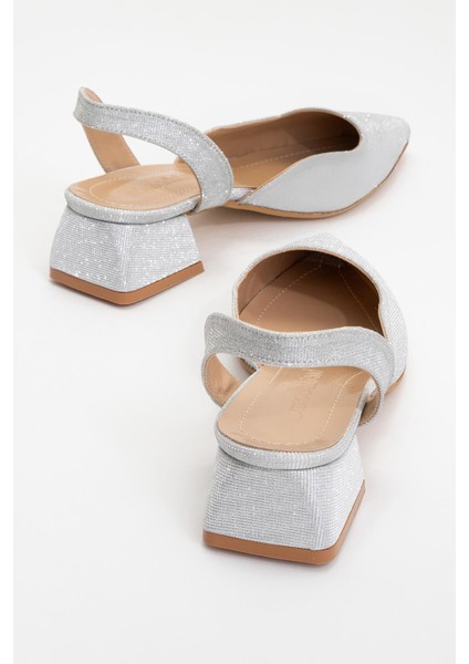 Kadın Topuklu Sandalet Gümüş Sim fırsatları